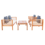 Safavieh Alda 4 Pc Outdoor Set With Accent Pillows , PAT7033 - Natural/Beige/Nvywht