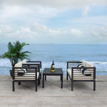 Safavieh Alda 4 Pc Outdoor Set With Accent Pillows , PAT7033 - Black/Beige/Black;White