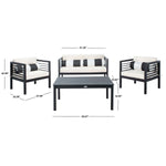 Safavieh Alda 4 Pc Outdoor Set With Accent Pillows , PAT7033 - Black/Beige/Black;White