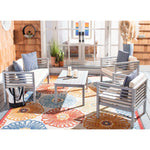 Safavieh Alda 4 Pc Outdoor Set With Accent Pillows , PAT7033 - Grey/Beige