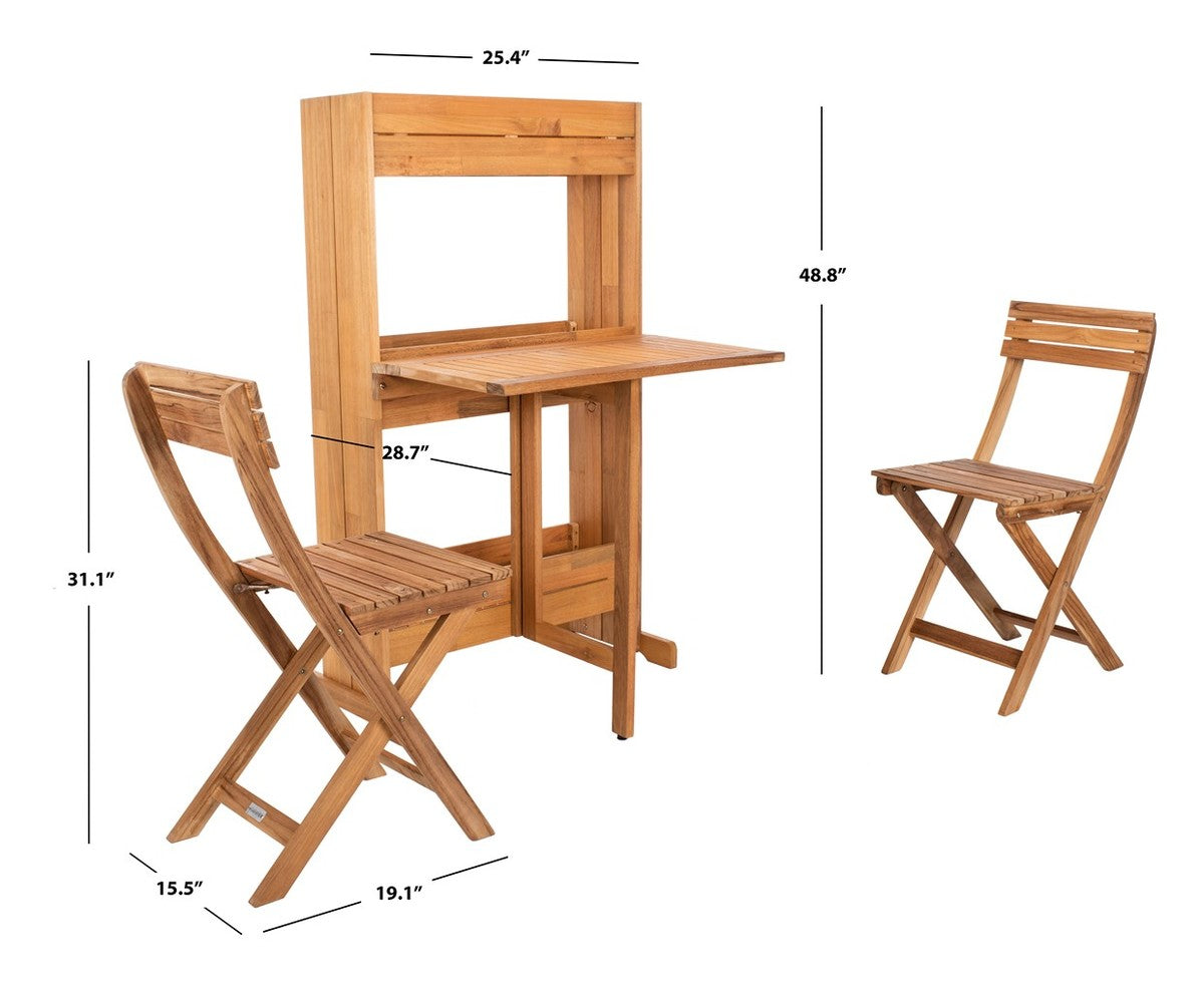 Safavieh Barley Flower Shelf 3 Pc Bistro Set , PAT7047 - Natural