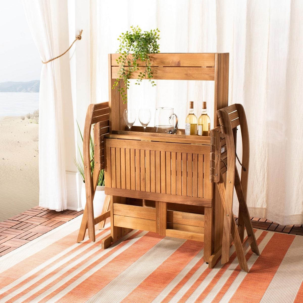 Safavieh Barley Flower Shelf 3 Pc Bistro Set , PAT7047 - Natural