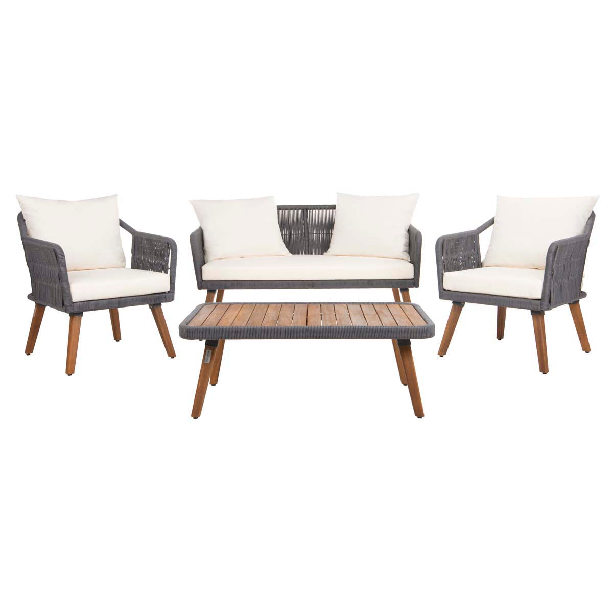 Safavieh Raldin Rope 4 Pc Living Set , PAT7049 - Natural/ Grey/ White