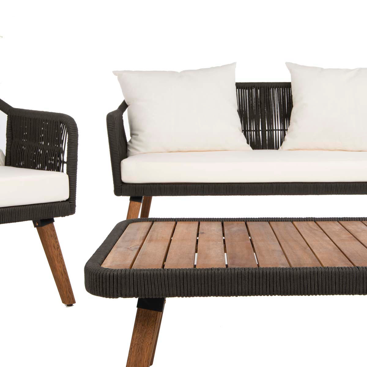 Safavieh Raldin Rope 4 Pc Living Set , PAT7049 - Natural/ Black/ White
