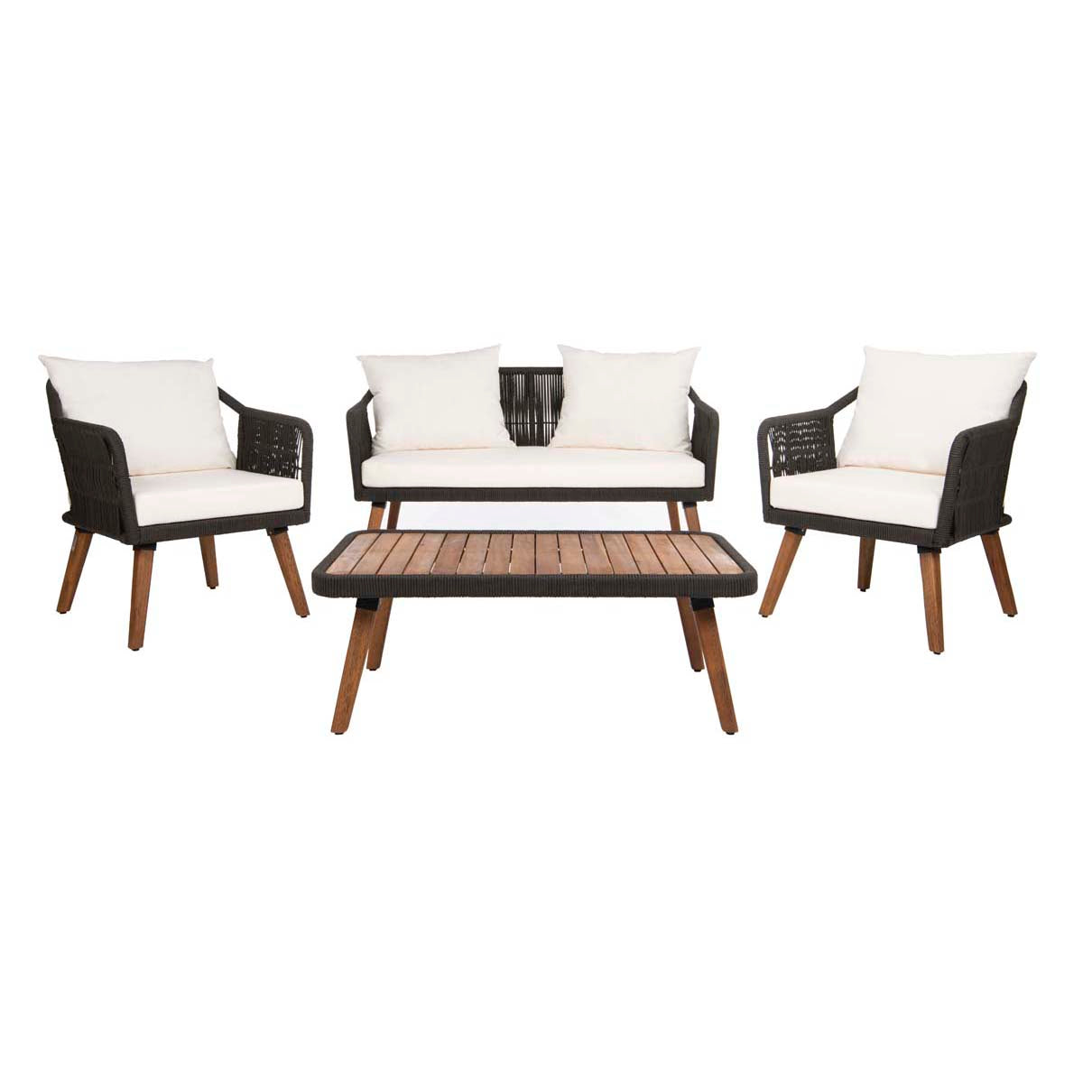 Safavieh Raldin Rope 4 Pc Living Set , PAT7049 - Natural/ Black/ White