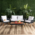 Safavieh Raldin Rope 4 Pc Living Set , PAT7049 - Natural/ Black/ White