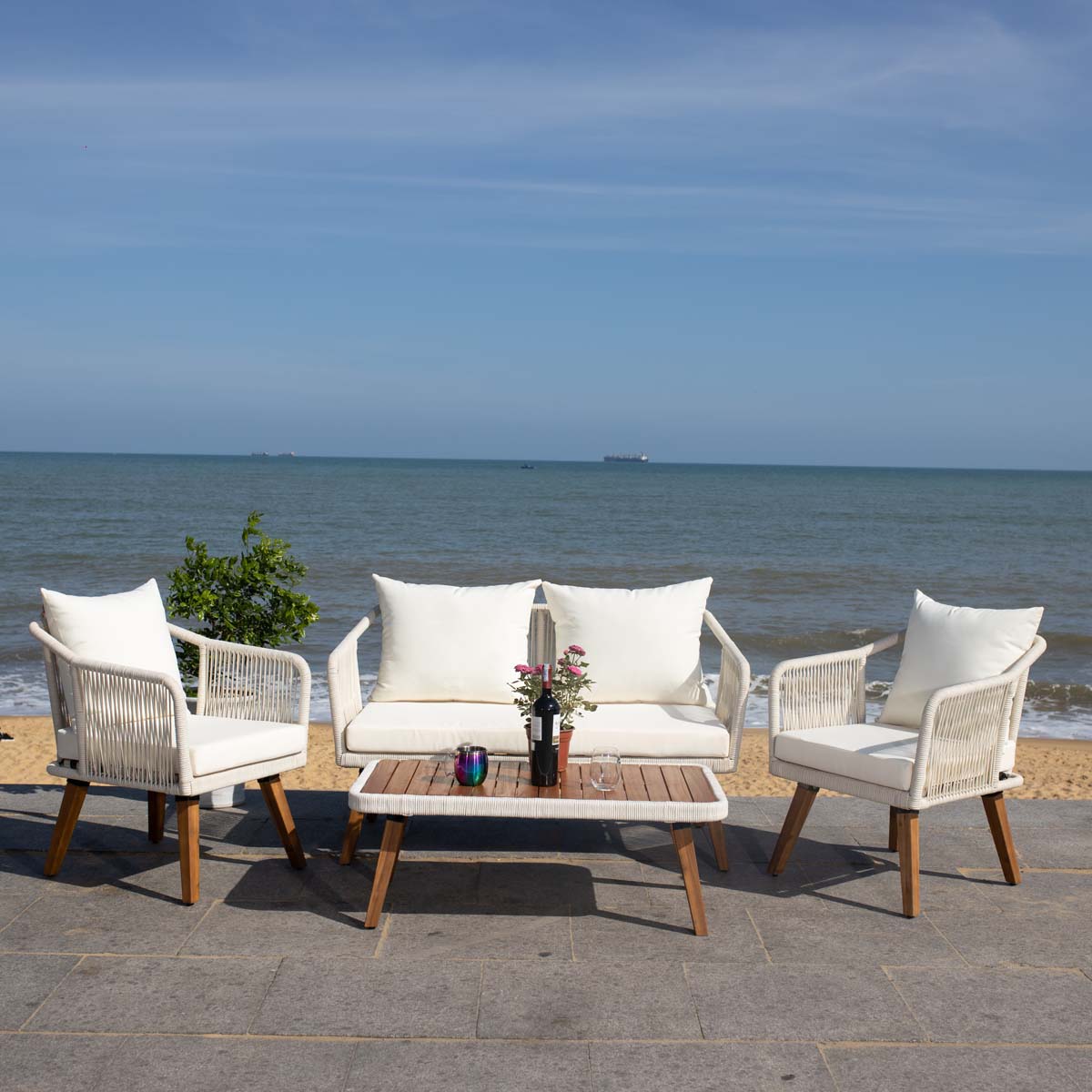 Safavieh Raldin Rope 4 Pc Living Set , PAT7049 - Beige/ Beige