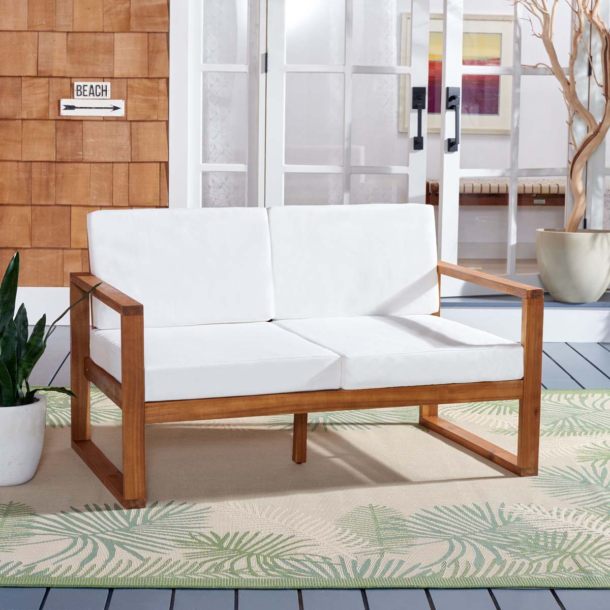 Safavieh Emiko Outdoor Bench , PAT7302 - Natural / Beige