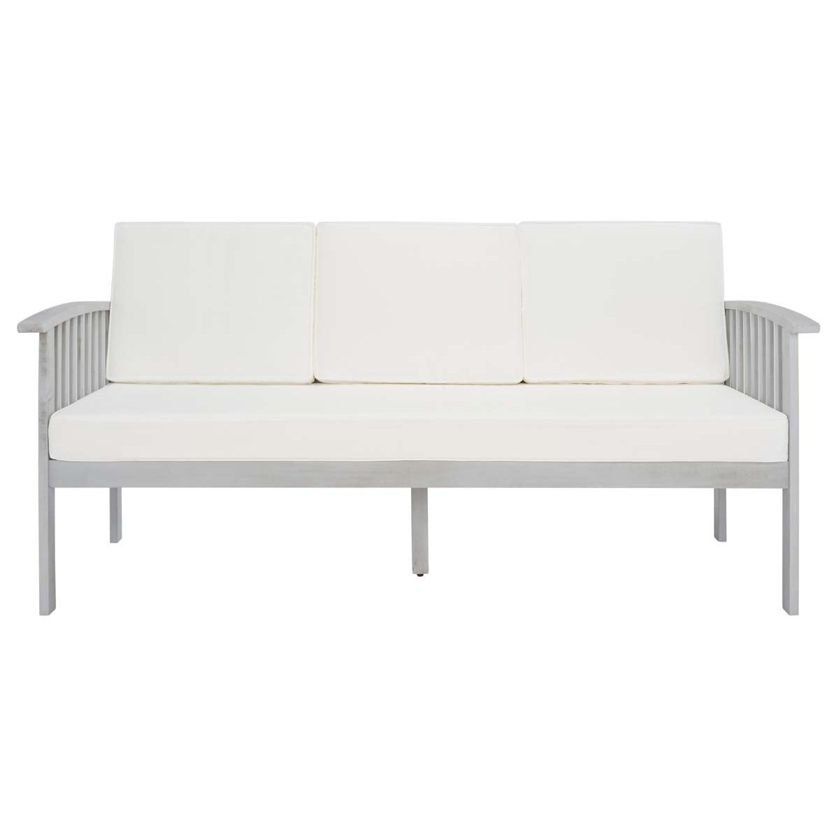 Safavieh Finnick Outdoor Bench , PAT7303 - Grey Wood/Beige Cushion