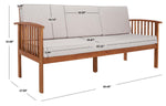 Safavieh Finnick Outdoor Bench , PAT7303 - Natural Wood/Light Grey Cushion