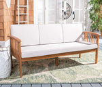 Safavieh Finnick Outdoor Bench , PAT7303 - Natural Wood/Light Grey Cushion