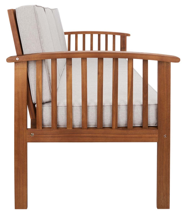 Safavieh Finnick Outdoor Bench , PAT7303 - Natural Wood/Light Grey Cushion