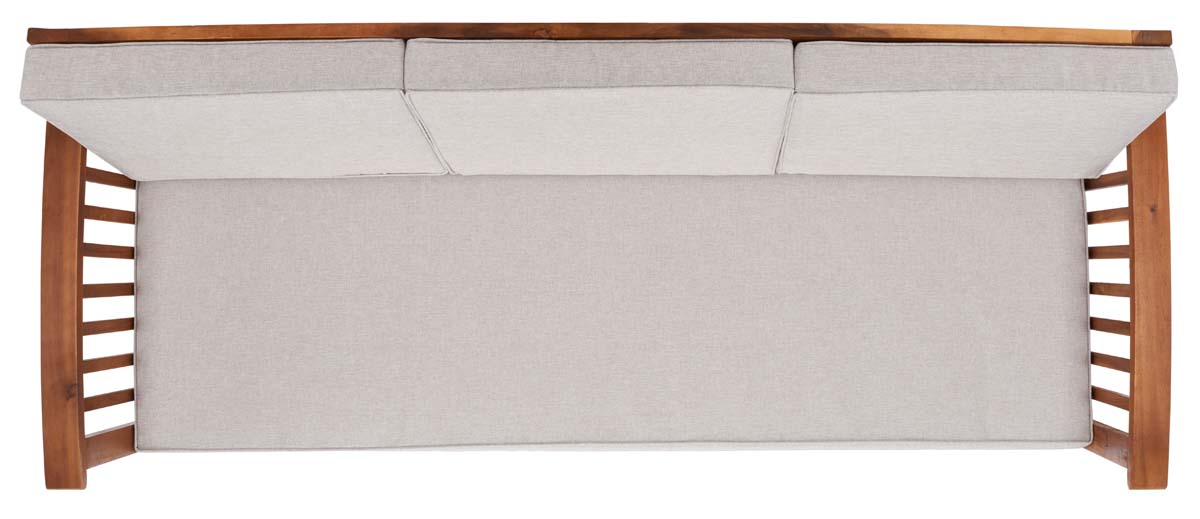 Safavieh Finnick Outdoor Bench , PAT7303 - Natural Wood/Light Grey Cushion