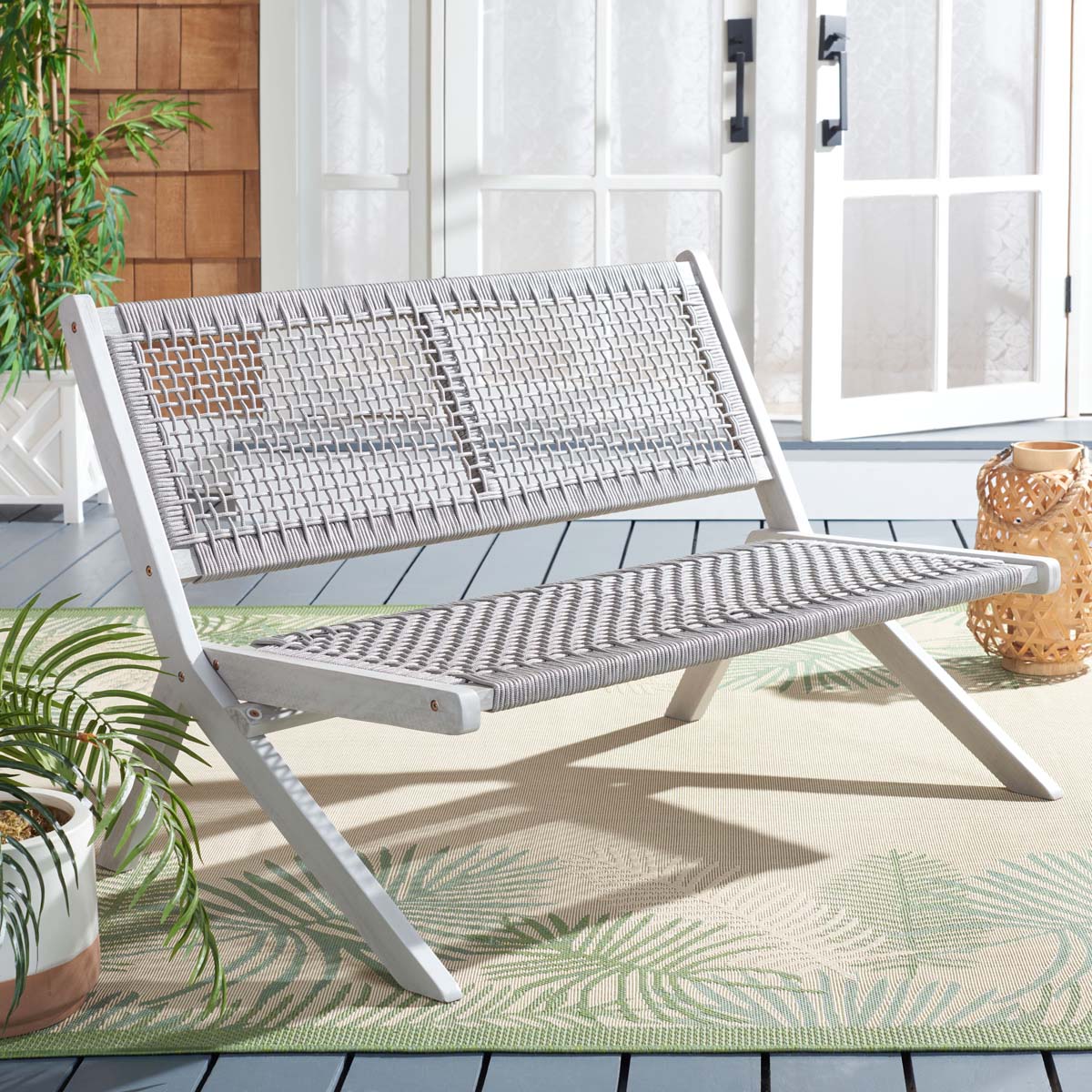 Safavieh Kobina Outdoor Bench , PAT7304 - Grey/Grey Rope