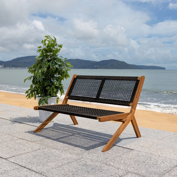 Safavieh Kobina Outdoor Bench , PAT7304 - Natural / Black