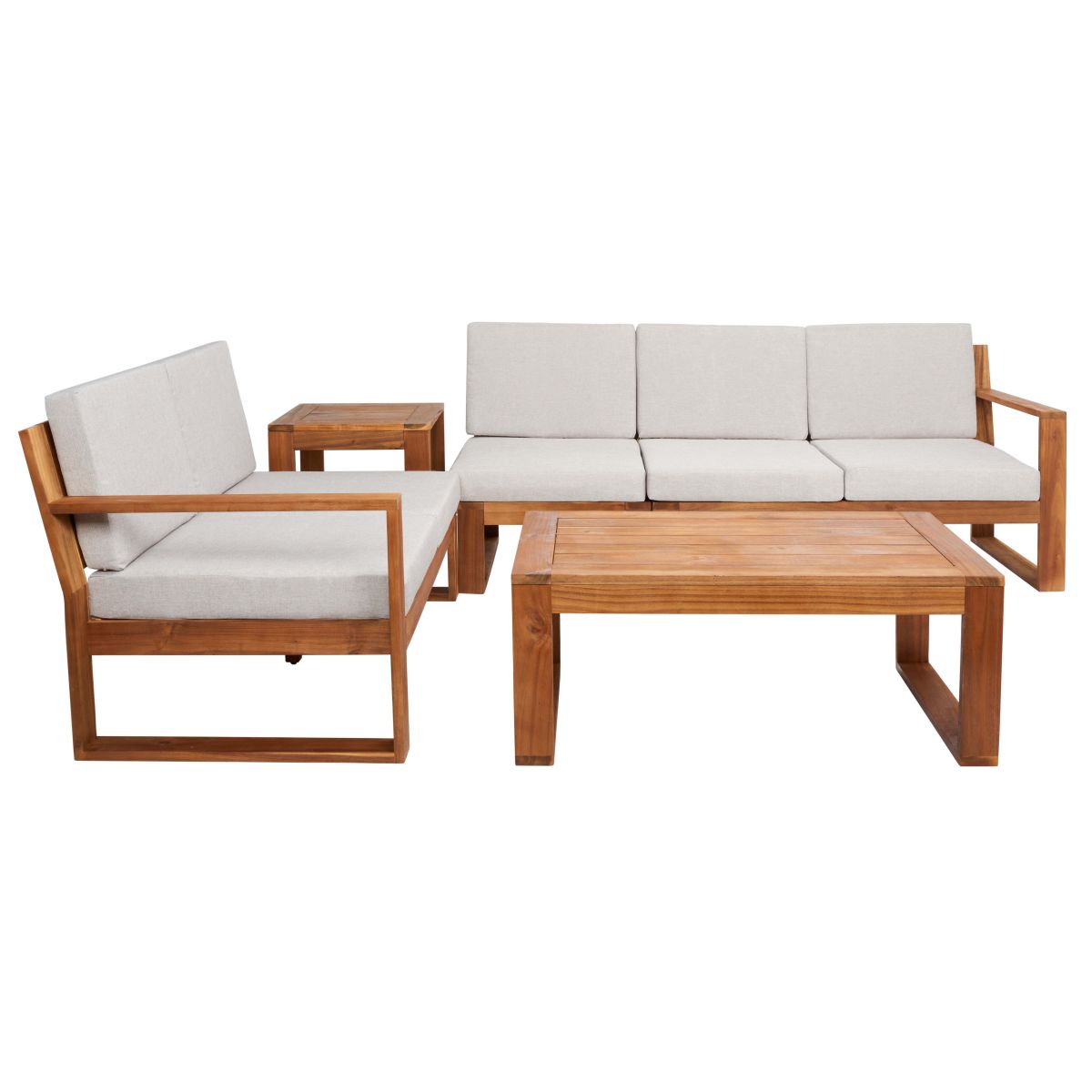 Natural Wood/Light Grey Cushion