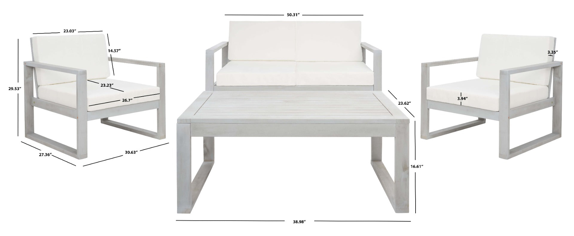 Grey Wood/Beige Cushion