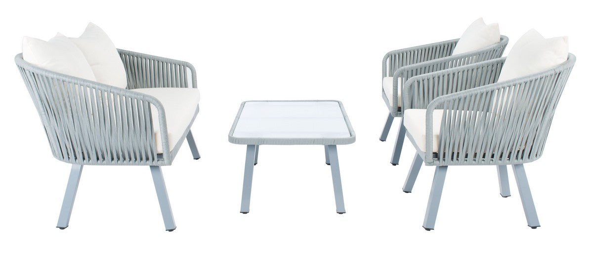 Safavieh Jorda 4Pc Rope Living Set , PAT7518 - Grey/Beige