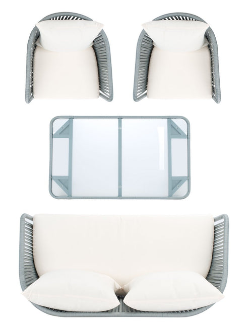 Safavieh Jorda 4Pc Rope Living Set , PAT7518 - Grey/Beige