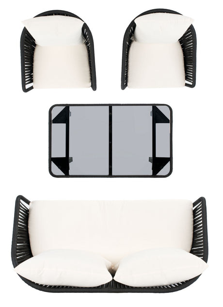 Safavieh Jorda 4Pc Rope Living Set , PAT7518 - Black/Beige