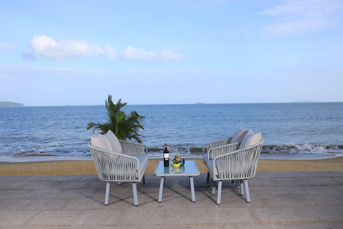 Safavieh Jorda 4Pc Rope Living Set , PAT7518 - Grey/Grey