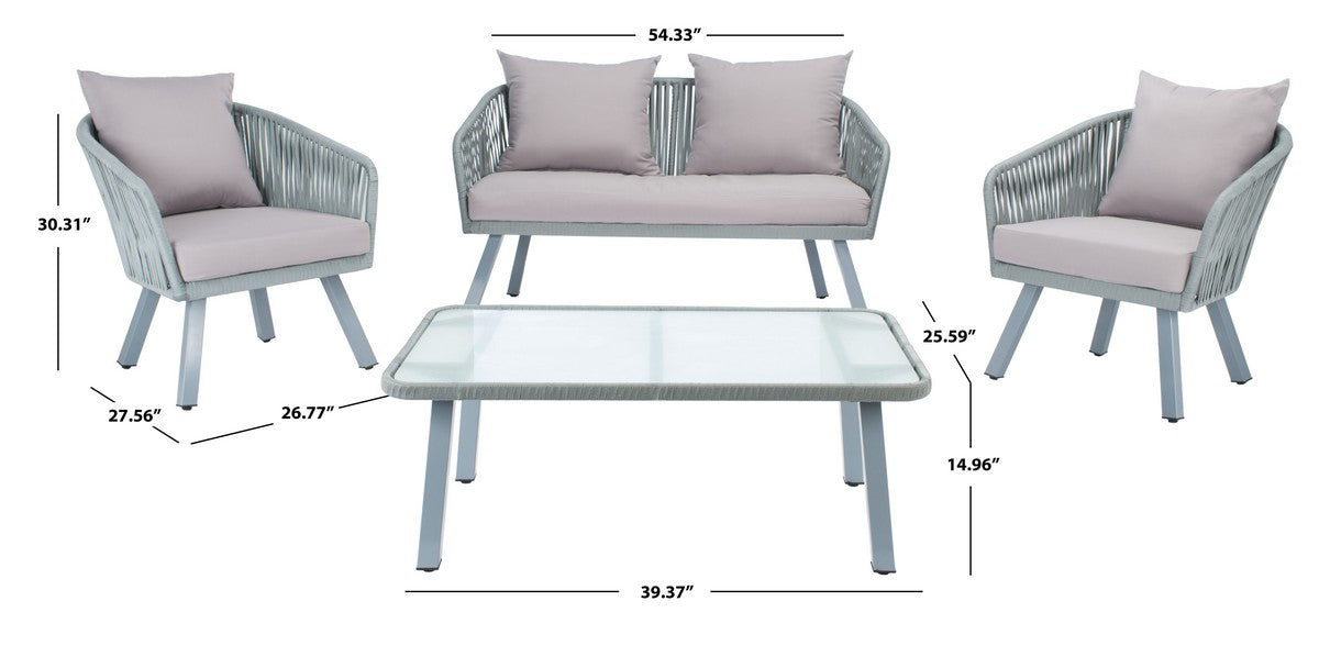 Safavieh Jorda 4Pc Rope Living Set , PAT7518 - Grey/Grey