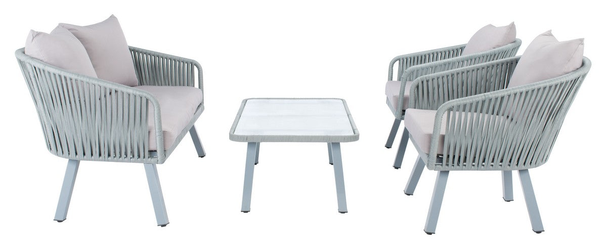 Safavieh Jorda 4Pc Rope Living Set , PAT7518 - Grey/Grey