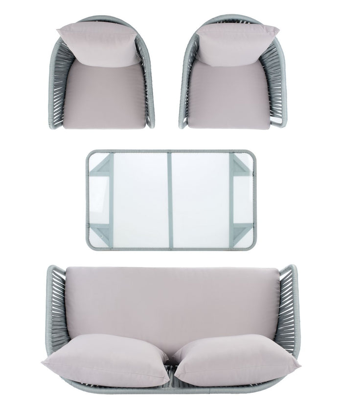 Safavieh Jorda 4Pc Rope Living Set , PAT7518 - Grey/Grey