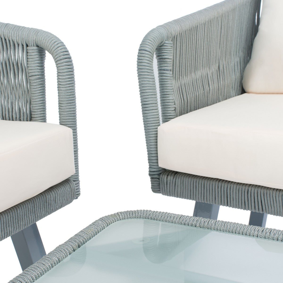 Safavieh Kerson 4Pc Rope Living Set , PAT7519 - Grey/Beige