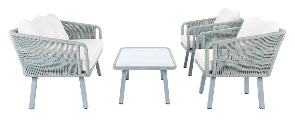Safavieh Kerson 4Pc Rope Living Set , PAT7519 - Grey/Beige