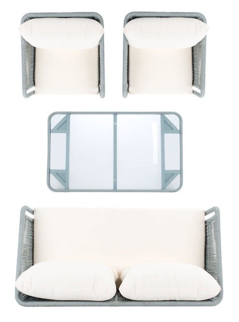 Safavieh Kerson 4Pc Rope Living Set , PAT7519 - Grey/Beige