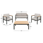 Safavieh Hendor 4 Piece Living Set , PAT7525 - Black Metal /  Grey Cushion