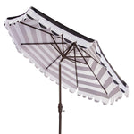 Safavieh Maui Single Scallop Striped 9Ft Crank Push Button Tilt Umbrella , PAT8011
