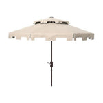 Safavieh Zimmerman 9ft Double Top Market Umbrella , PAT8200 - Beige/White