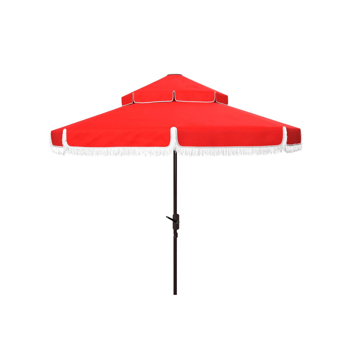 Safavieh Milan Fringe 9Ft Double Top Crank Umbrella , PAT8208 - Red