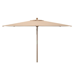 Safavieh Aklin 6.5Ft X 10Ft Rectangle Wooden Pulley Market Umbrella (No Tilt), PAT8309