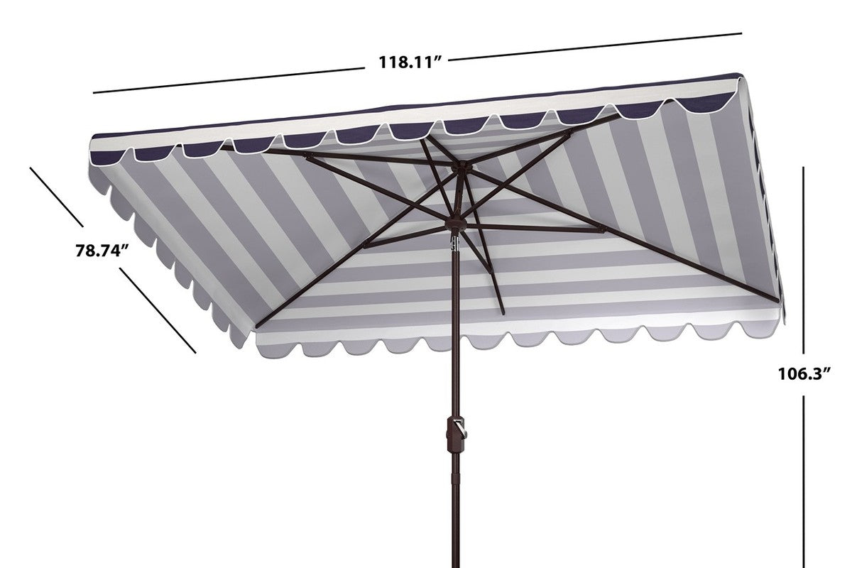Safavieh Vienna 6.5 X 10 Ft Rect Crank Umbrella , PAT8311 - Black/White