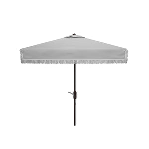 Safavieh Milan Fringe 7.5 Ft Square Crank Umbrella , PAT8408