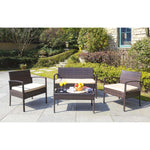 Safavieh Mattia 4 Piece Rattan Living Set , PAT9001 - Brown/Beige