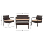 Safavieh Mattia 4 Piece Rattan Living Set , PAT9001 - Brown/Beige