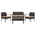 Safavieh Mattia 4 Piece Rattan Living Set , PAT9001 - Brown/Beige