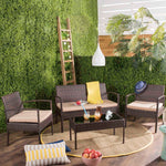Safavieh Mattia 4 Piece Rattan Living Set , PAT9001 - Brown/Beige