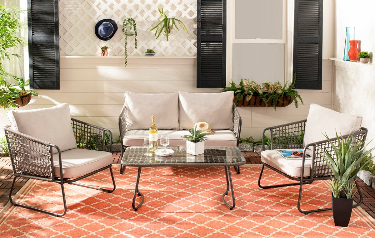 Safavieh Benjin 4 Piece Living Set , PAT9003 - Grey/Beige