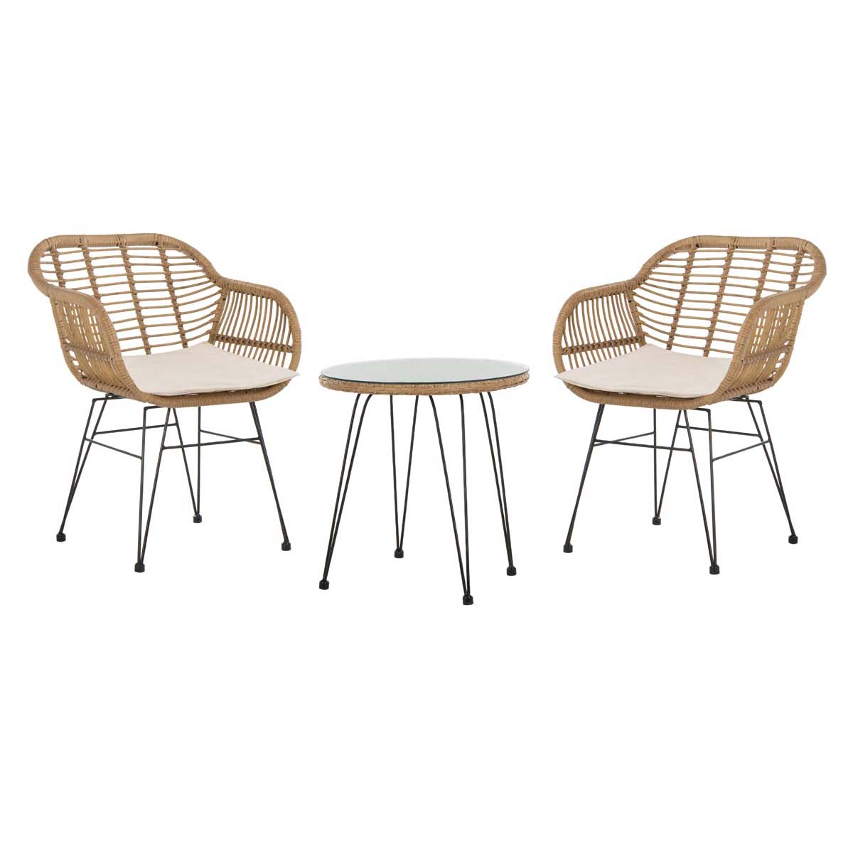 Safavieh Alton 3 Piece Lounge Set , PAT9004 - Natural/Beige