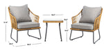 Safavieh Jensen 3Pc Lounge Set , PAT9008 - Natural/Grey