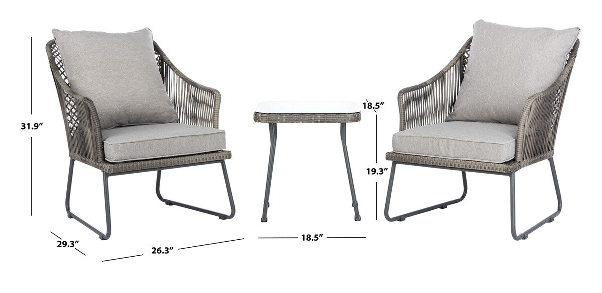 Safavieh Jensen 3Pc Lounge Set , PAT9008 - Grey/Grey