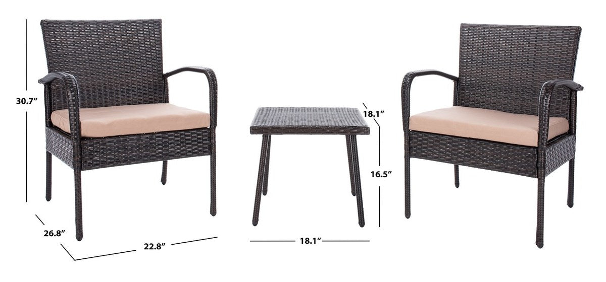 Safavieh Moore 3 Pc Lounge Set , PAT9009 - Natural/Beige