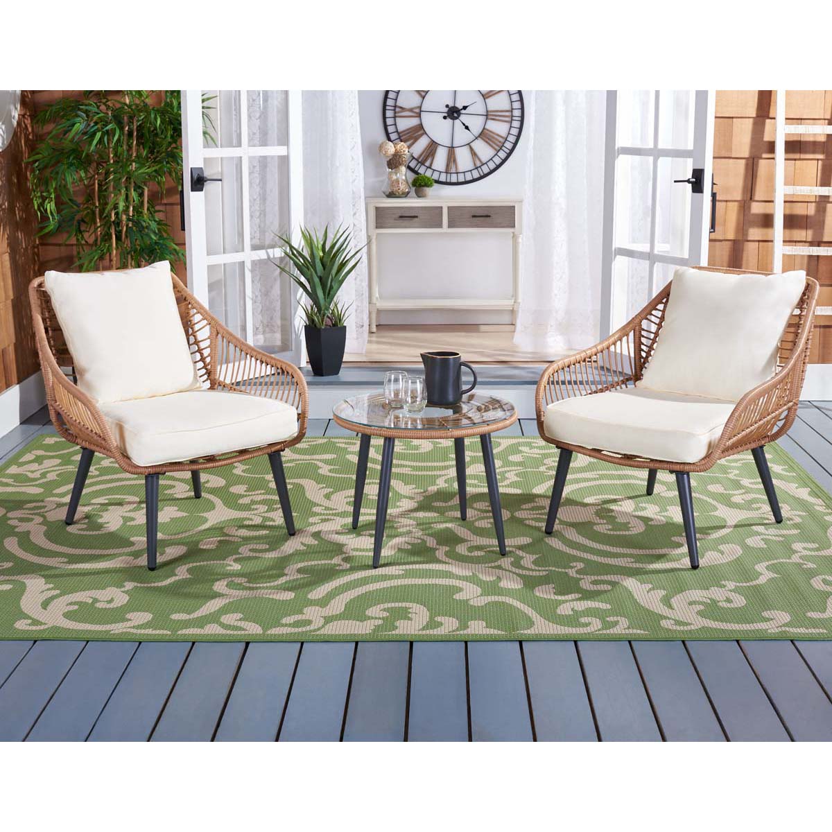 Safavieh Warlen 3PC Lounger Set , PAT9016 - Natural/Beige