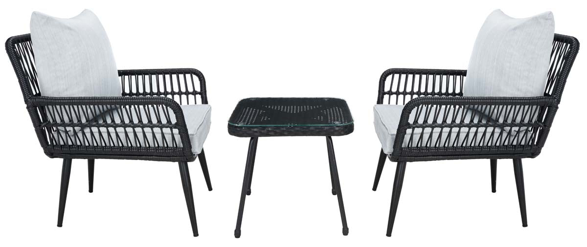 Safavieh Londyn 3Pc Lounge Set , PAT9031 - Black / Grey