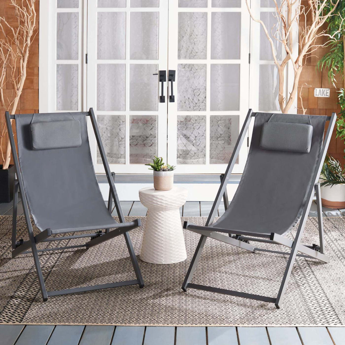 Safavieh Camlin Set Of 2 Sling Chairs , PAT9039 - Grey